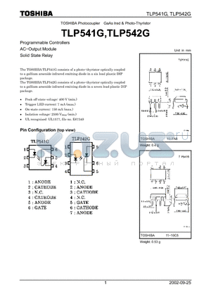 TLP541G_07 datasheet - GaAs Ired & Photo-Thyristor