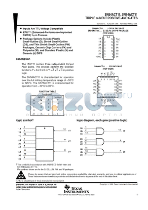 SN74ACT11D datasheet - TRIPLE 3-INPUT POSITIVE-AND GATES