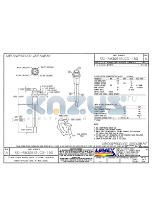 SSI-RM3091SUGD-150 datasheet - T-3mm 574mm ALLnGaP GREEN LED PANEL INDICATOR