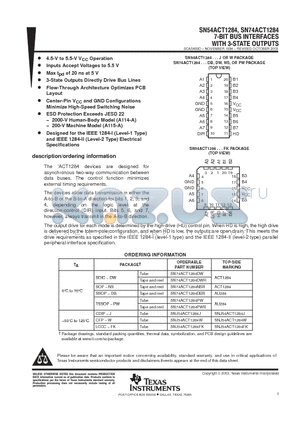 SN74ACT1284PW datasheet - 7-BIT BUS INTERFACES WITH 3-STATE OUTPUTS