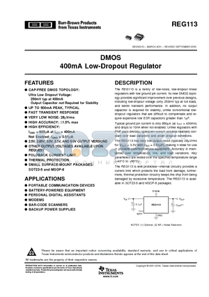 REG113NA-2.85/250 datasheet - DMOS 400mA Low-Dropout Regulator