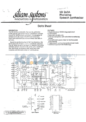 SSI204 datasheet - Phoneme Speech synthesizer