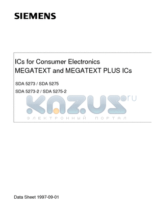 SDA5273 datasheet - ICs for Consumer Electronics MEGATEXT and MEGATEXT PLUS ICs
