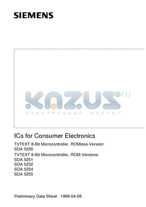 SDA5255 datasheet - TVTEXT 8-Bit Microcontroller