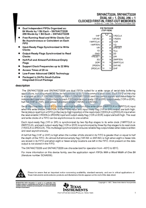 SN74ACT2226 datasheet - DUAL 64  1, DUAL 256  1 CLOCKED FIRST-IN, FIRST-OUT MEMORIES