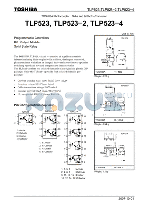 TLP523 datasheet - GaAs Ired & Photo−Transistor