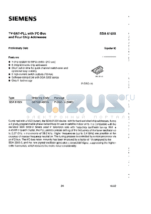 SDA6102X datasheet - TV SAT PLL WITH I2C BUS AND FOUR CHIP ADDRESSES