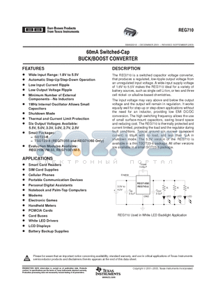 REG710 datasheet - 60MA SWITCHED CAP BUCK/BOOST CONVERTER