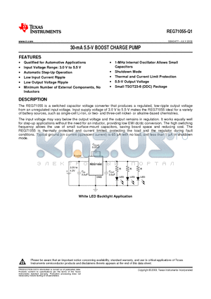 REG71055-Q1 datasheet - 30-mA 5.5-V BOOST CHARGE PUMP