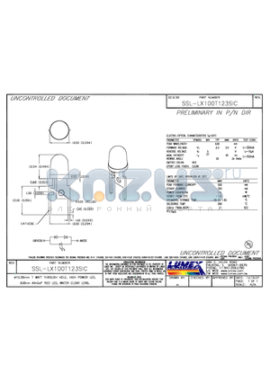 SSL-LX100T123SIC datasheet - 10.00mm 1 WATT THROUGH HOLE, HIGH POWER LED