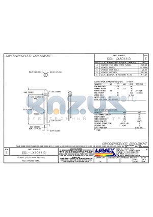 SSL-LX3044ID datasheet - T-3mm (T-1) 635nm RED LED. RED DIFFUSED LENS.