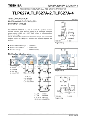 TLP627A datasheet - PROGRAMMABLE CONTROLLERS