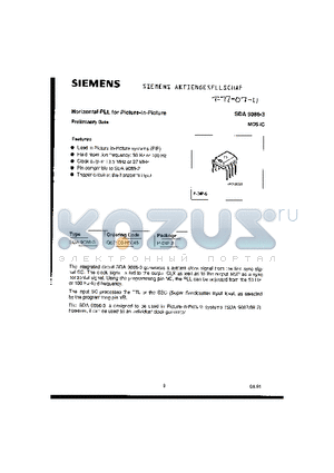 SDA9086-3 datasheet - Horizontal PLL for Picture-in-Picture