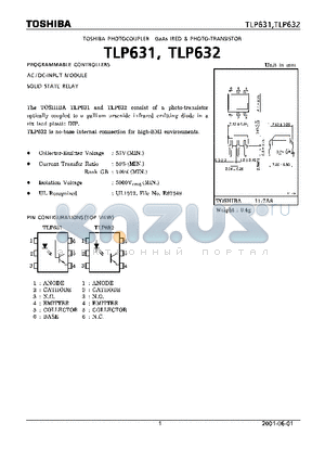 TLP632 datasheet - PROGAMMABLE CONTROLLERS AC/DC-INPUT MODULE SOLID STATE RELAY