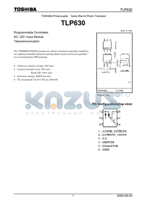 TLP630 datasheet - Programmable Controllers AC / DC-Input Module Telecommunication