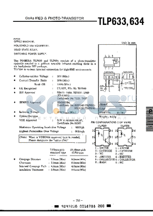 TLP634 datasheet - GaAs IRED AND PHOTO-TRANSISTOR