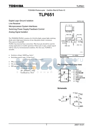 TLP651 datasheet - Microprocessor System Interfaces