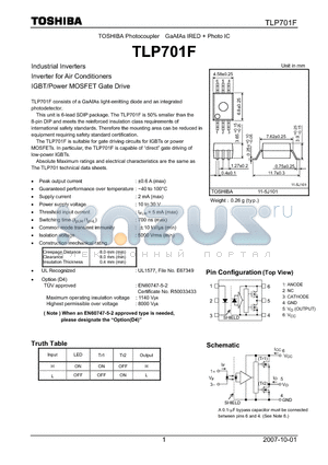 TLP701F datasheet - Inverter for Air Conditioners