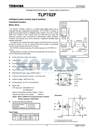 TLP702F datasheet - Intelligent power module signal isolation