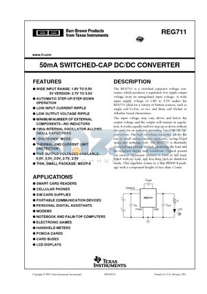 REG711EA-2.7/2K5 datasheet - 50mA SWITCHED-CAP DC/DC CONVERTER