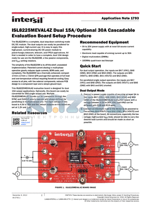 SSL-LXA3025IGC datasheet - ISL8225MEVAL4Z Dual 15A/Optional 30A Cascadable Evaluation Board Setup Procedure