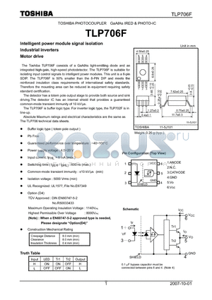 TLP706F datasheet - Intelligent power module signal isolation