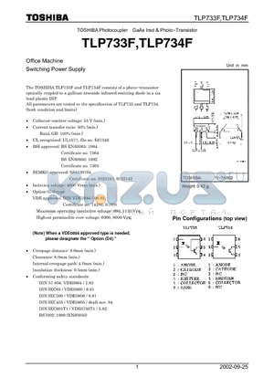 TLP734F datasheet - GaAs Ired & Photo-Transistor