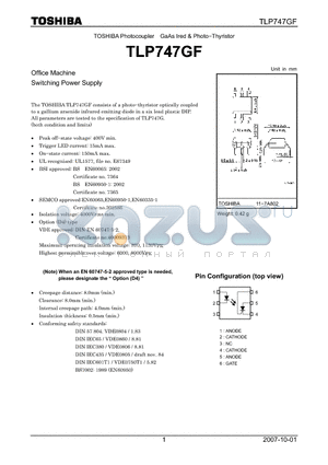 TLP747GF_07 datasheet - GaAs Ired & Photo−Thyristor