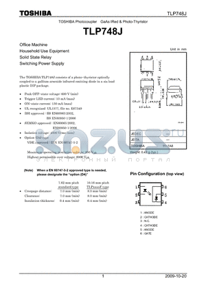 TLP748J datasheet - Office Machine Household Use Equipment Solid State Relay Switching Power Supply