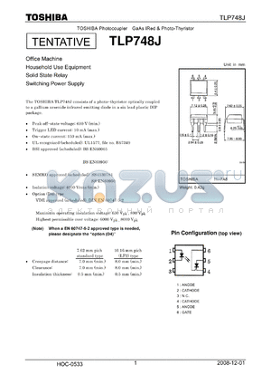 TLP748JF datasheet - Office Machine Household Use Equipment Solid State Relay Switching Power Supply