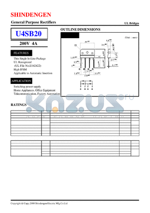 U4SB20 datasheet - General Purpose Rectifiers(200V 4A)