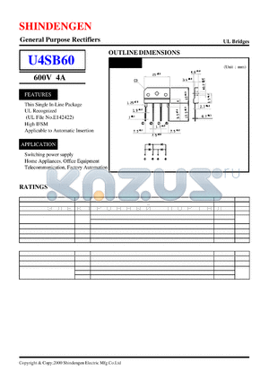 U4SB60 datasheet - General Purpose Rectifiers(600V 4A)