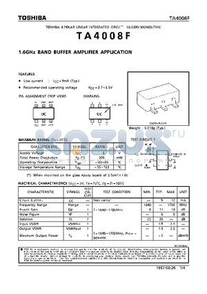 TA4008F datasheet - 1.6GHz BAND BUFFER AMPLIFIER APPLICATIONS)