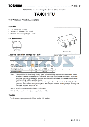 TA4011FU_07 datasheet - UHF Wide Band Amplifier Applications