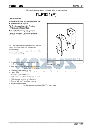 TLP831 datasheet - Home Electronics Equipment Such As VCRS And CD Players