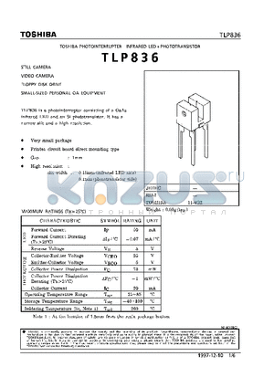 TLP836 datasheet - TOSHIBA PHOTOINTERRUPTER INFRARED LED PHOTOTRANSISTOR