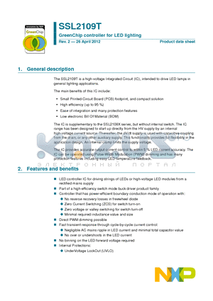 SSL2109T datasheet - GreenChip controller for LED lighting