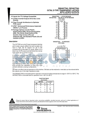 SN74ACT563DB datasheet - OCTAL D-TYPE TRANSPARENT LATCHES WITH 3-STATE OUTPUTS