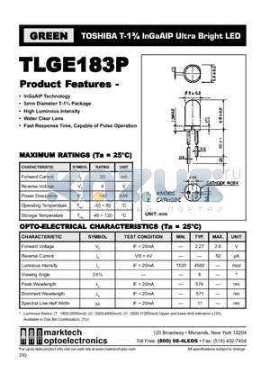 TLPGE183P datasheet - Toshiba TLxE183 Series LEDs