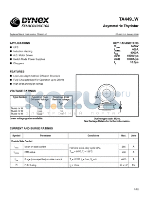 TA449XXW datasheet - Asymmetric Thyristor