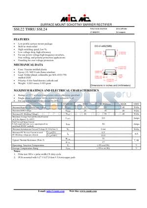 SSL24 datasheet - SURFACE MOUNT SCHOTTKY BARRIER RECTIFIER