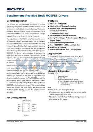 RT9603PS datasheet - Synchronous-Rectified Buck MOSFET Drivers