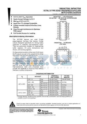 SN74ACT564DBRE4 datasheet - OCTAL D-TYPE EDGE-TRIGGERED FLIP-FLOPS WITH 3-STATE OUTPUTS