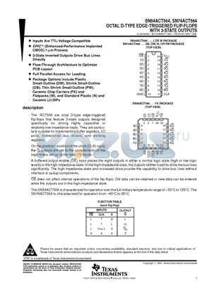 SN74ACT564N datasheet - OCTAL D-TYPE EDGE-TRIGGERED FLIP-FLOPS WITH 3-STATE OUTPUTS