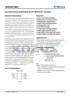RT9618PS datasheet - Synchronous-Rectified Buck MOSFET Drivers