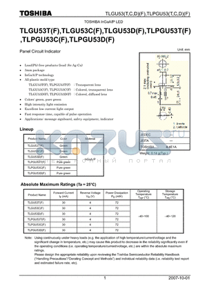 TLPGU53T datasheet - Panel Circuit Indicator