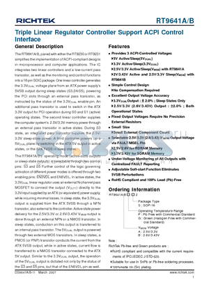 RT9641BPS datasheet - Triple Linear Regulator Controller Support ACPI Control Interface