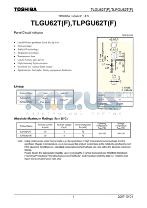 TLPGU62TF datasheet - Panel Circuit Indicator
