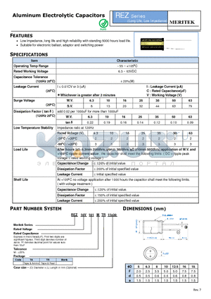 REZ datasheet - Aluminum Electrolytic Capacitors