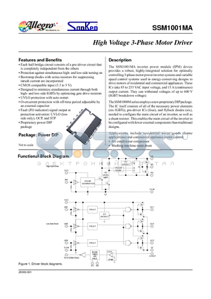 SSM1001MA datasheet - High Voltage 3-Phase Motor Driver